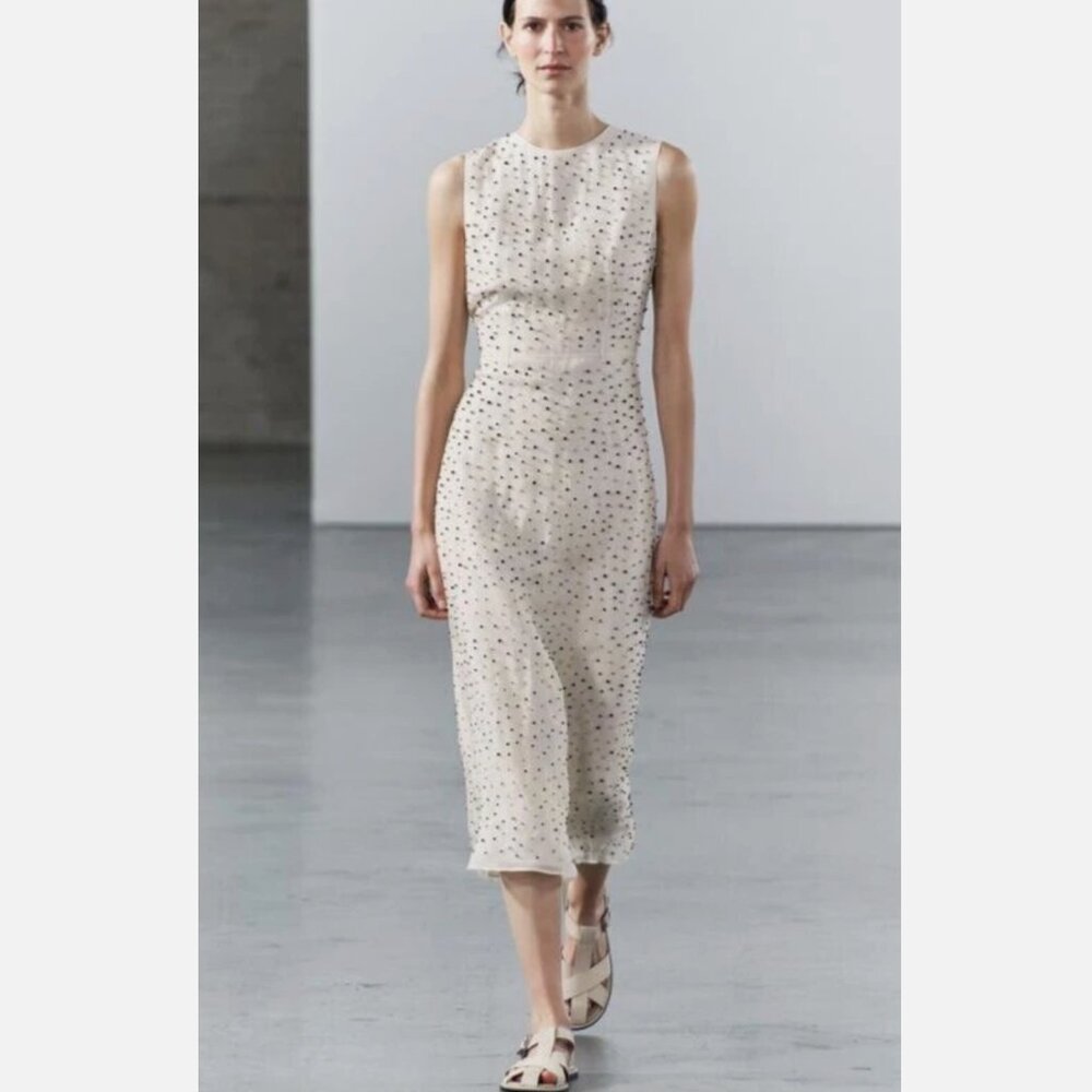 ZARA RHINESTONE SILK ORGANZA DRESS ZW COLLECTION Size M NWT